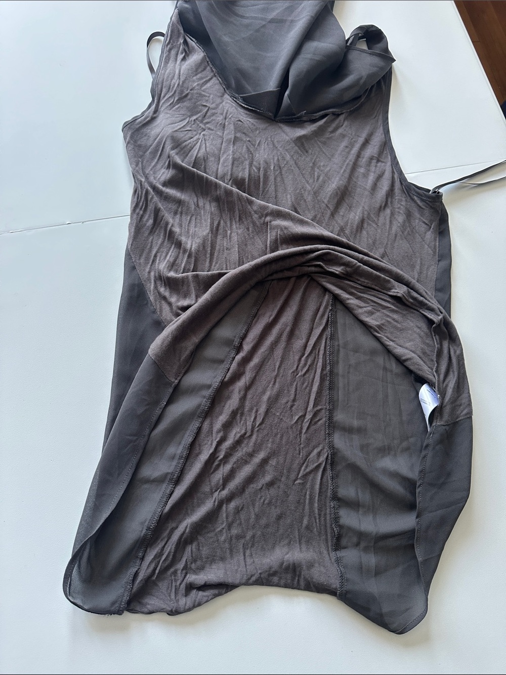 L—Doe & Rae Charcoal Gray Chiffon Racerback Camisole - Picture 9 of 11